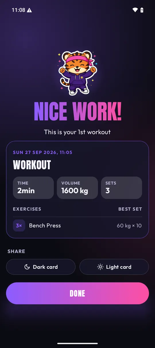 Workout summary